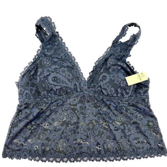 aerie Other - NWT Aerie Navy Blue Show Off Paisley Lace Padded Plunge Tank Top Large